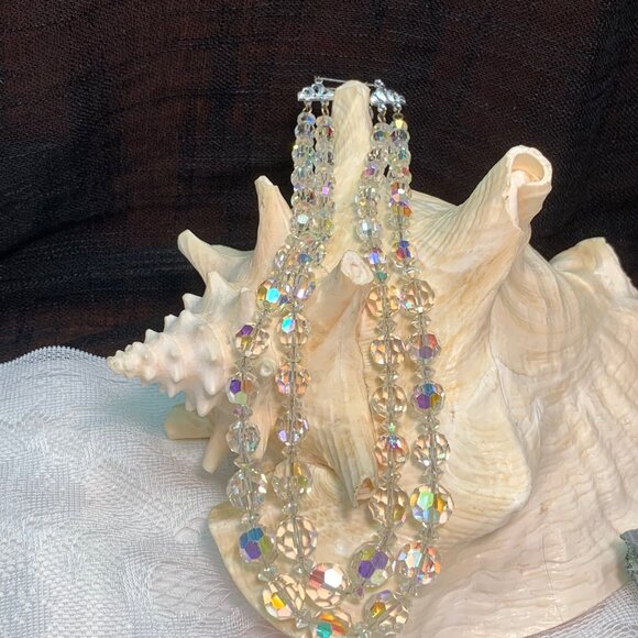 Gorgeous Crystal Double Strung Vintage Necklace Elegant Beaded WOW! - Picture 8 of 10